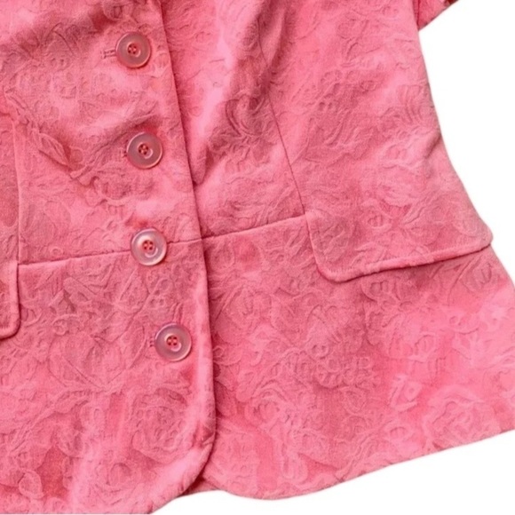 Pendleton Floral Short Sleeve Buttoned Blazer Jacket Peach Pink Size Petite 2 - Picture 4 of 7